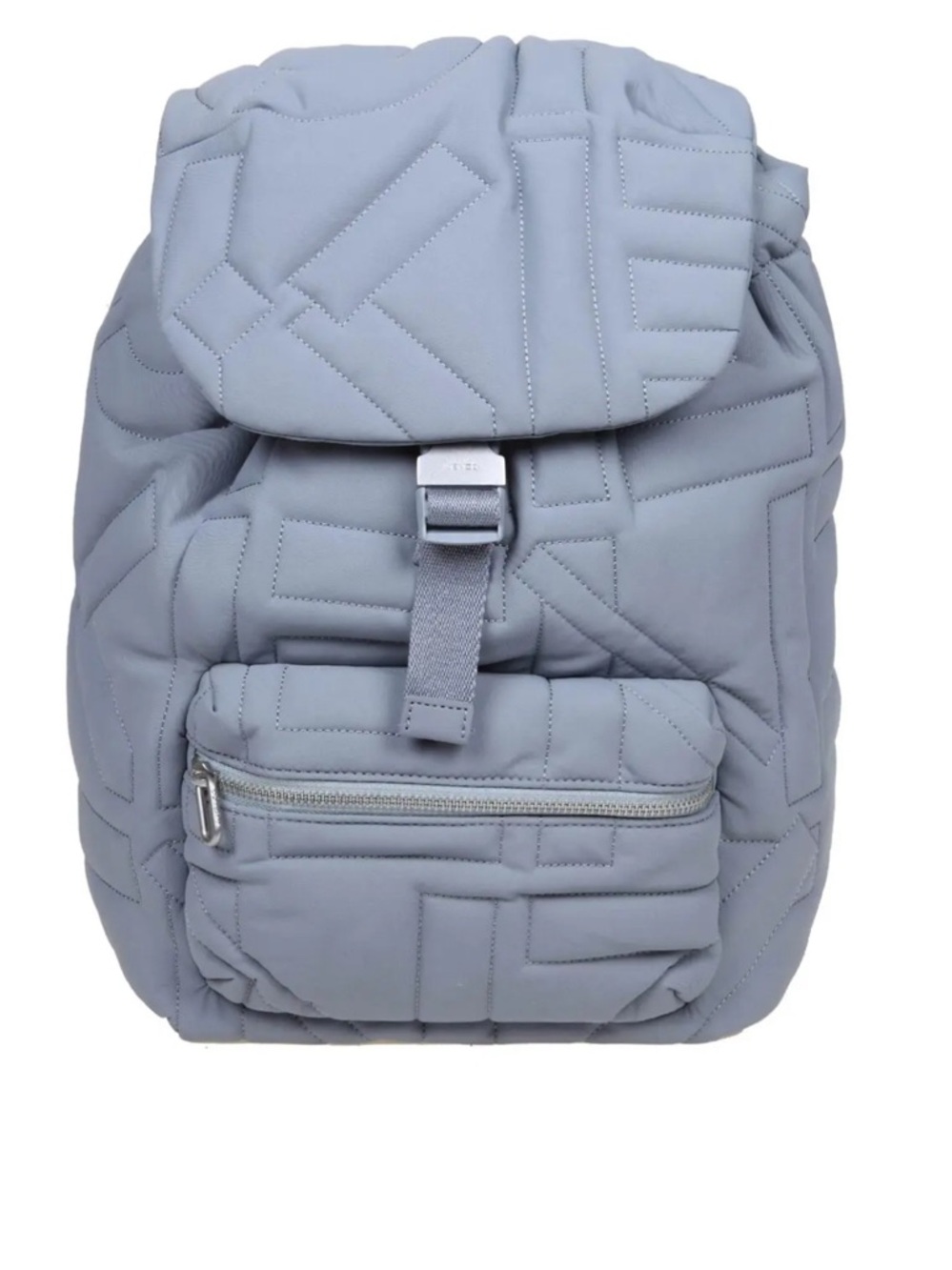 Kenzo Quilted Gray Backpack with Silver Buckle